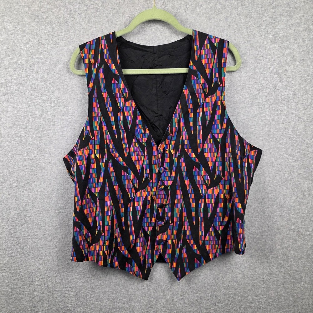 Lord West Vest Mens Large Multicolor Silk Tuxedo Waistcoat Made USA‎ Wedding